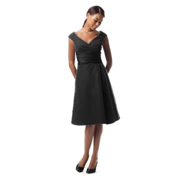 Davids Bridal cap sleeve faille dress with ruched waist Purple size 4 - Picture 5 of 6